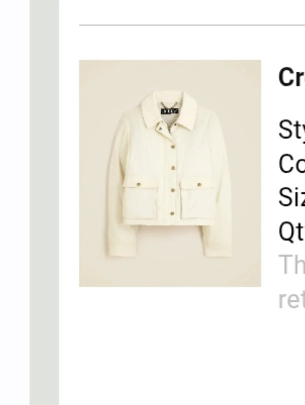 J.Crew Women’s Cropped Barn Jacket™ in ripstop cotton Sz XL $228 Cream - Picture 4 of 11